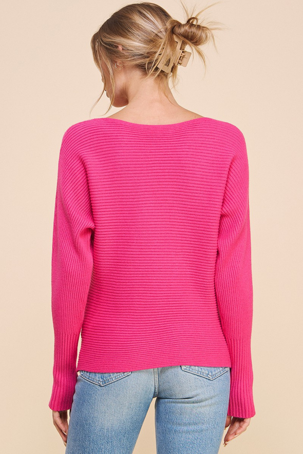Soft Ribbed Sweater - Fushia