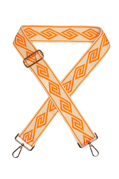 Bag Strap - Orange Greek Key