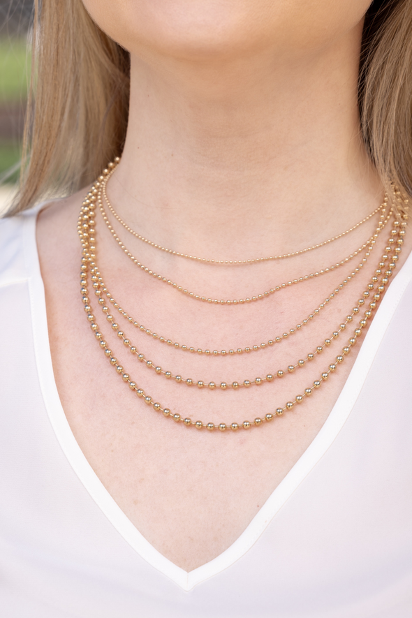 5 Layer Beaded Necklace - Gold