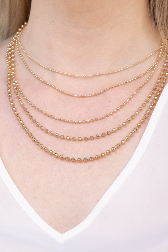 5 Layer Beaded Necklace - Gold