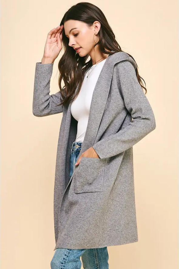 Knit Cardigan with Pockets - Gray