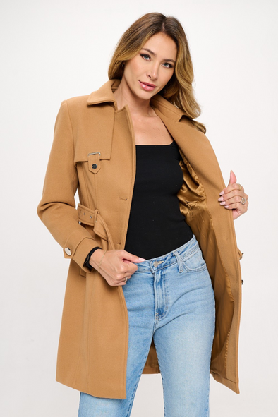 Vegan Wool Coat - Camel