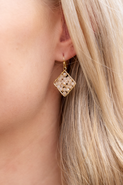 Rhombas Beaded Earrings - Champagne