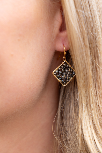 Rhombas Beaded Earrings - Dark Gray