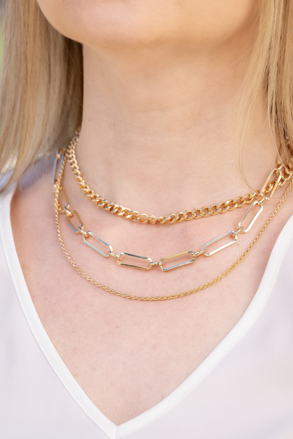 3 Layer Necklace - Gold