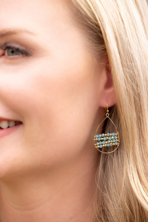 Hoop Beaded Earrings - Mint