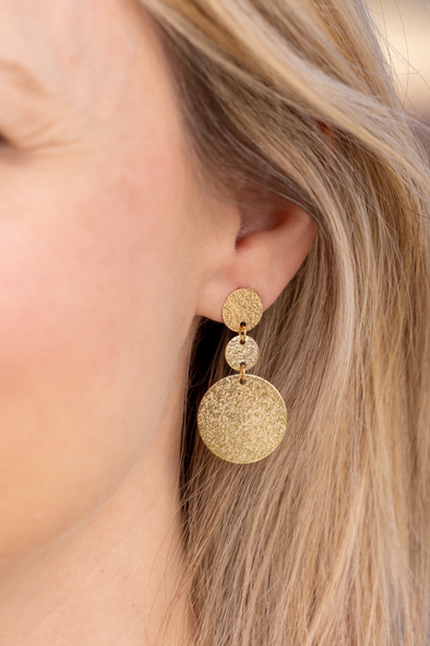 Textured Circle Earrings - Gold