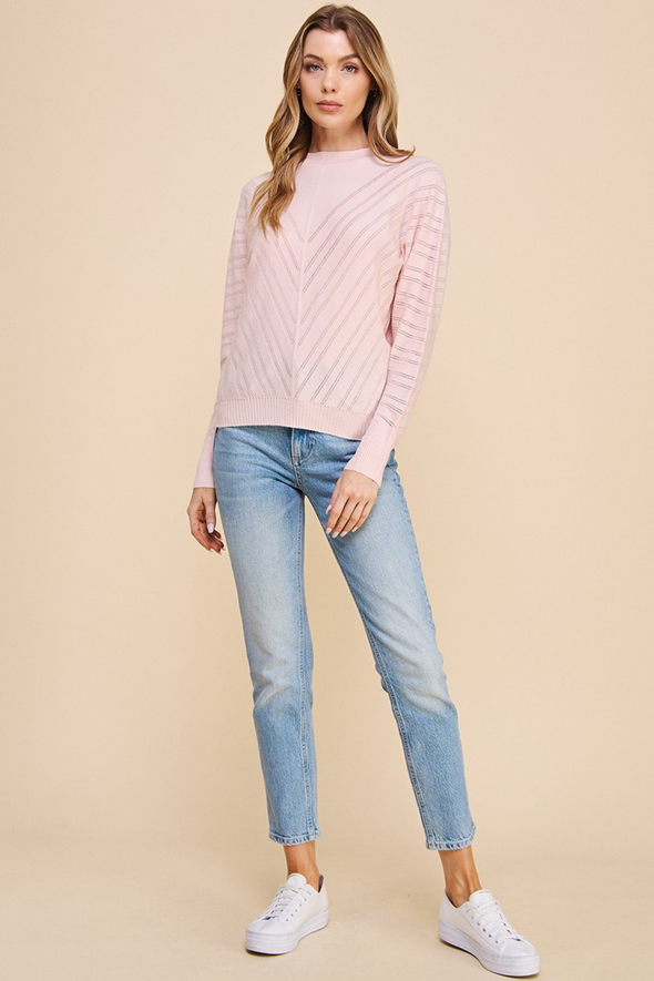Soft Pointelle Sweater - Light Pink