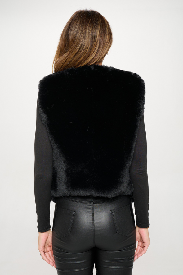 Faux Fur Vest - Black