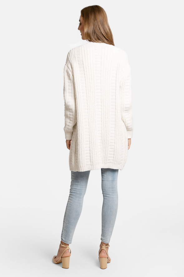 Cable Knit Chenille Cardigan - Ivory