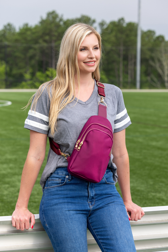 Brooklyn Nylon Sling Bag - Burgundy