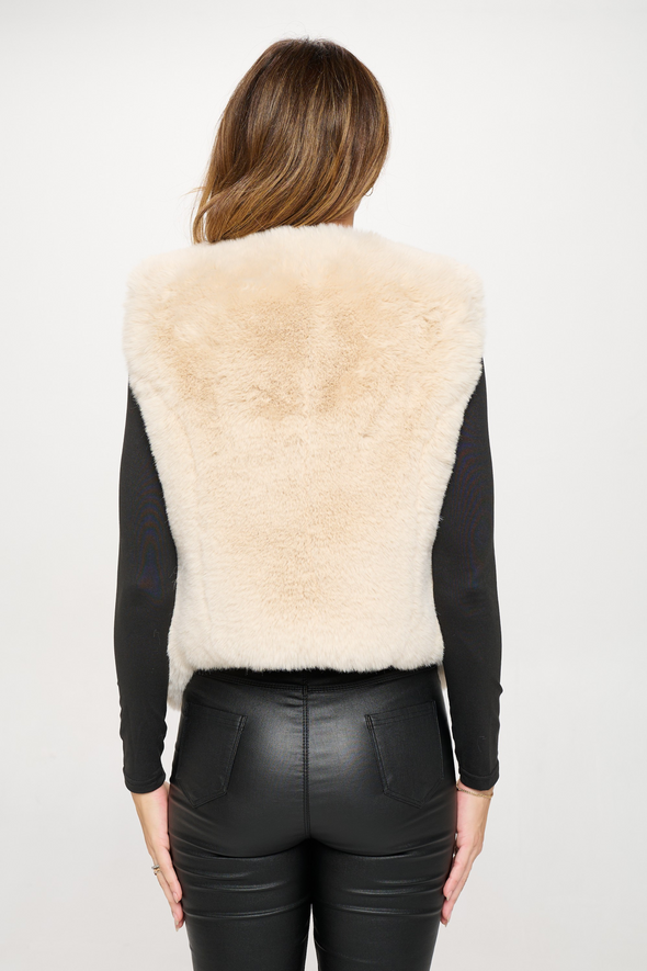 Faux Fur Vest - Cream