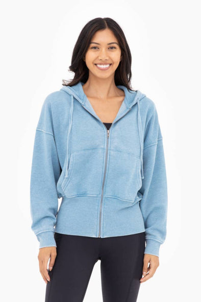 Fleece Zip-front Sweatshirt - Blue