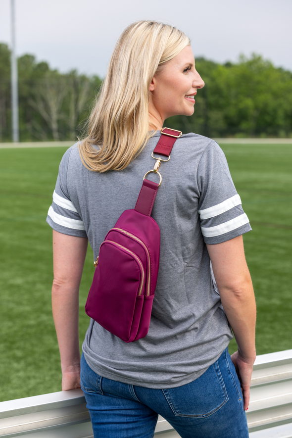 Brooklyn Nylon Sling Bag - Burgundy