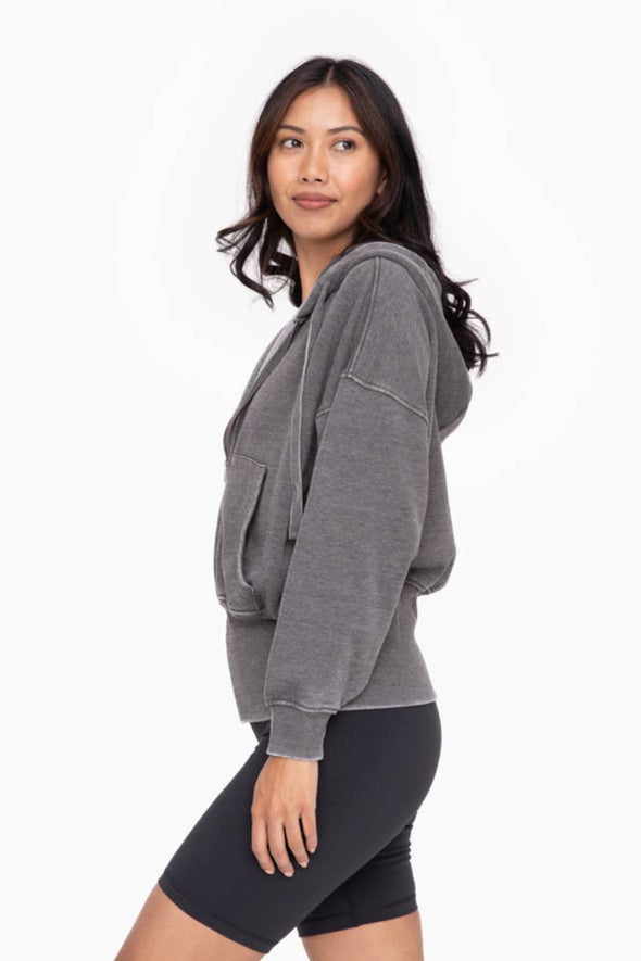 Fleece Zip-front Sweatshirt - Charcoal