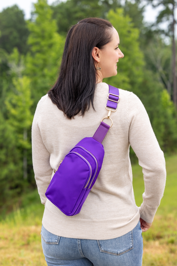 Brooklyn Nylon Sling Bag - Purple