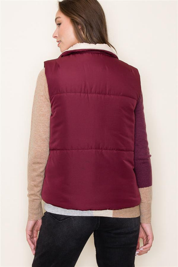 Reversible Vest - Burgundy / Khaki