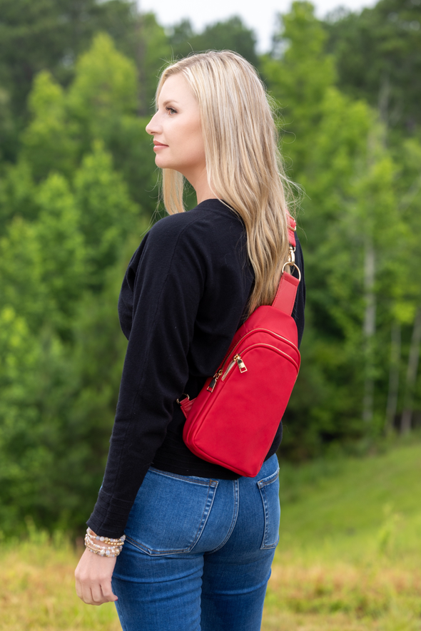 Brooklyn Nylon Sling Bag - Red