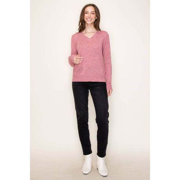 Lightweight Faux Cashmere V-Neck - Auburn