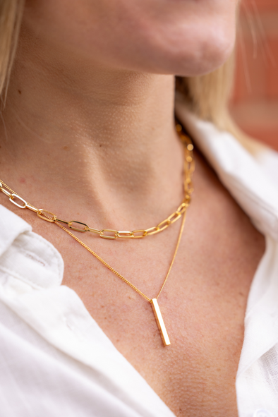 Vertical Bar Necklace - Gold