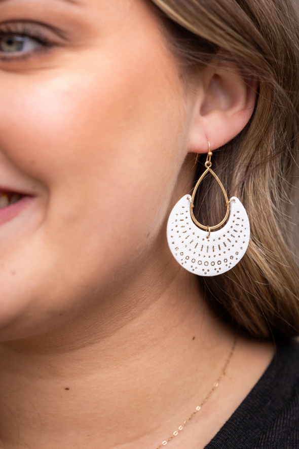 Faux Leather Earrings - White