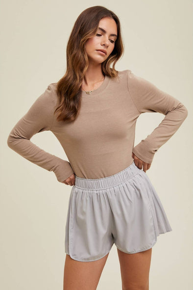 Basic Fitted Knit Top - Mocha