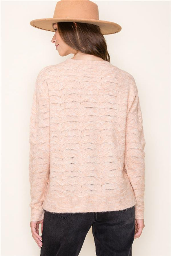 Pointelle Sweater - Heather Peach