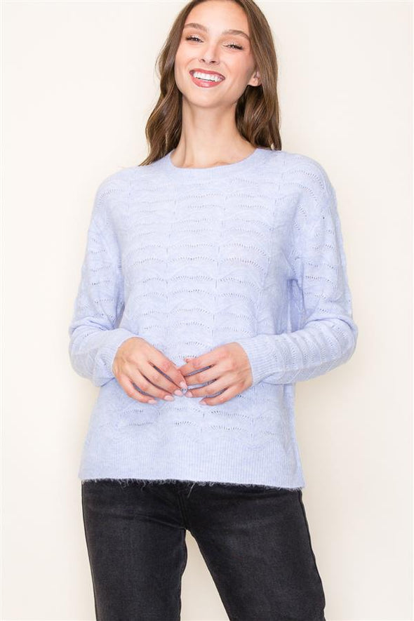 Pointelle Sweater - Periwinkle