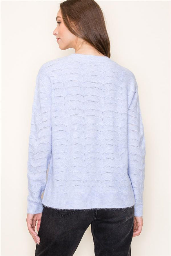 Pointelle Sweater - Periwinkle