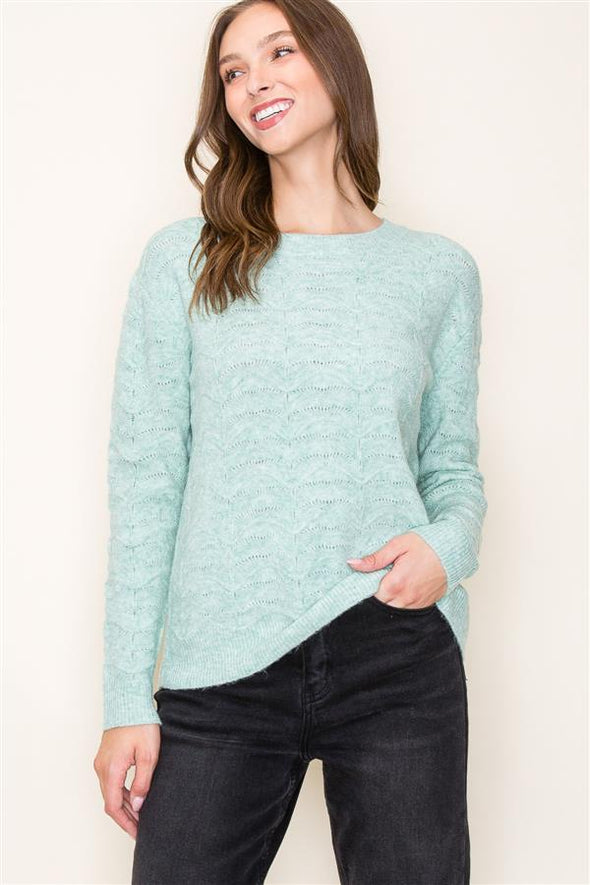 Pointelle Sweater - Mint