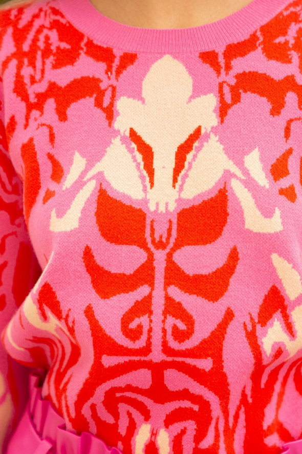 Printed Sweater - Pink Multi