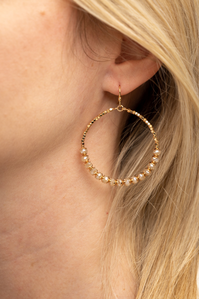Beaded Circle Earrings - Natural