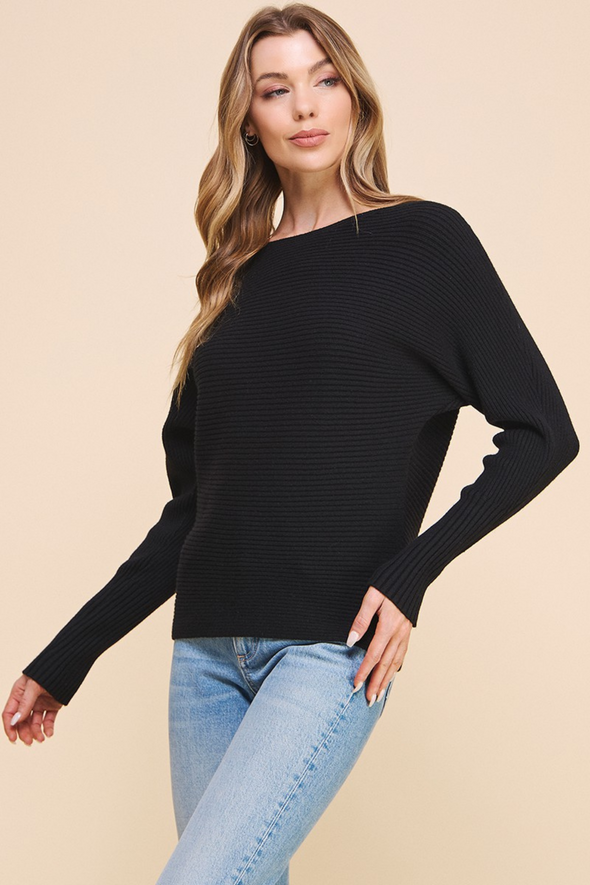 Soft Ribbed Sweater - Black