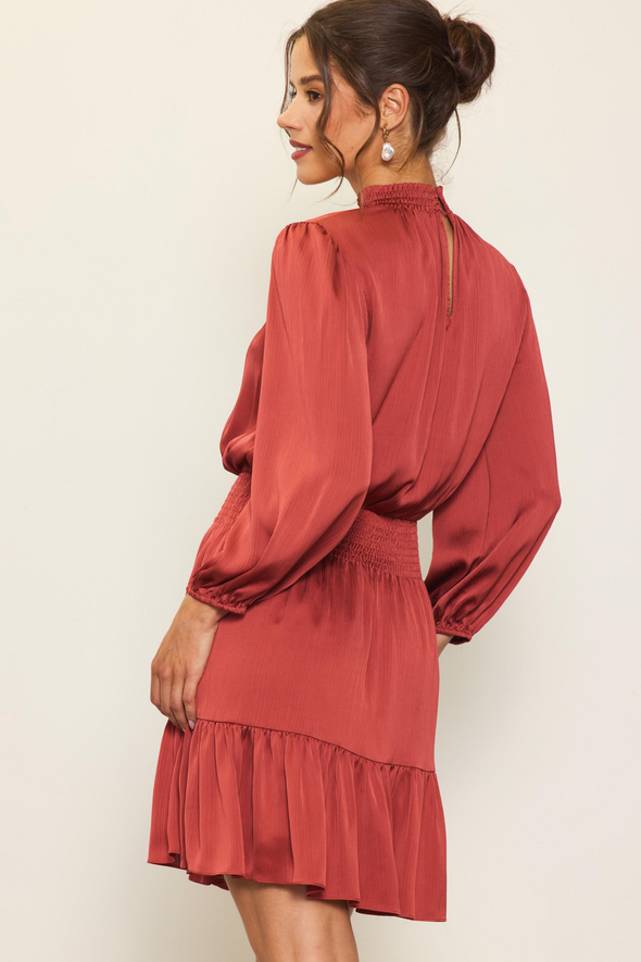 Smocked Waist Dress - Terracotta