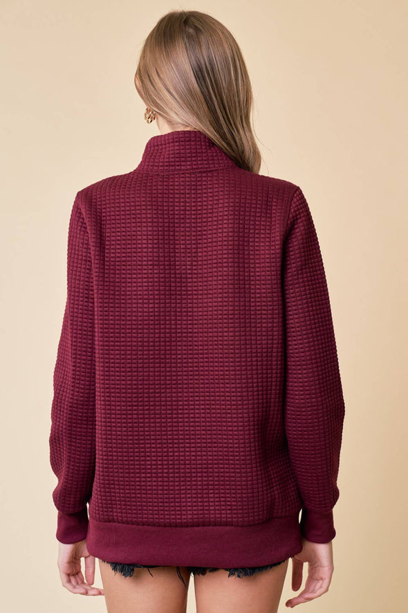 Funnel Neck Top - Burgundy