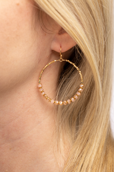 Beaded Circle Earrings - Blush