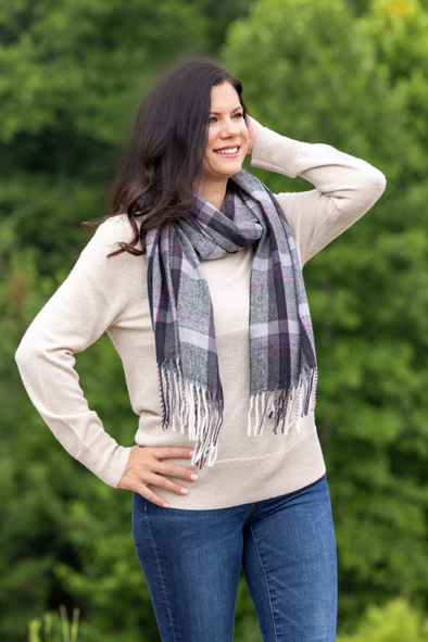 Scarf - Black / Gray / Red Pinstripe