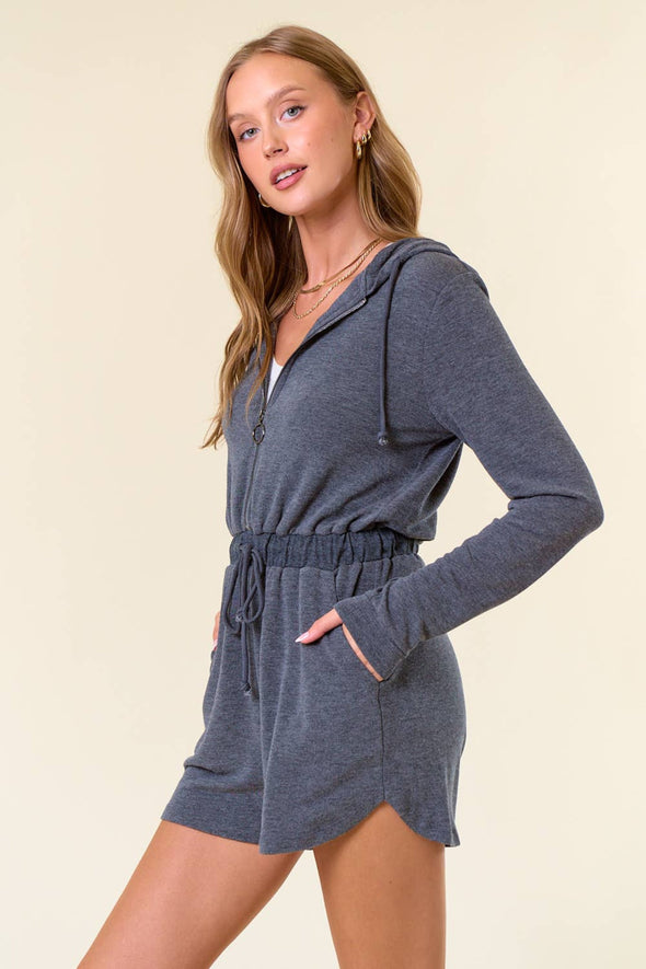 French Terry Romper - Charcoal