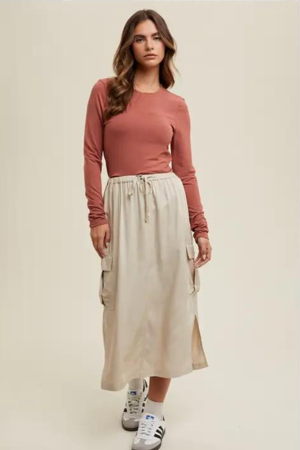 Basic Fitted Knit Top - Brick