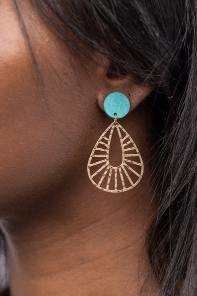 Teardrop Earrings - Gold / Turquoise