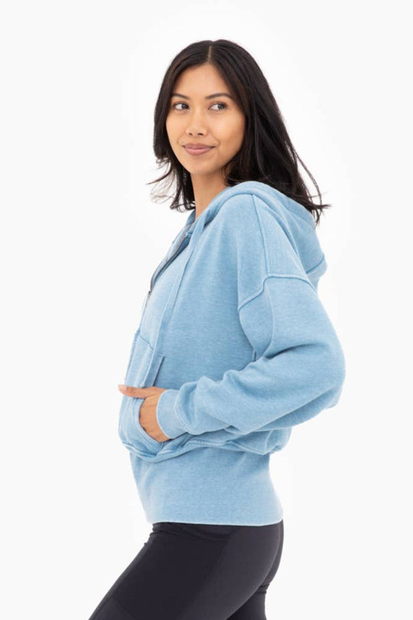 Fleece Zip-front Sweatshirt - Blue