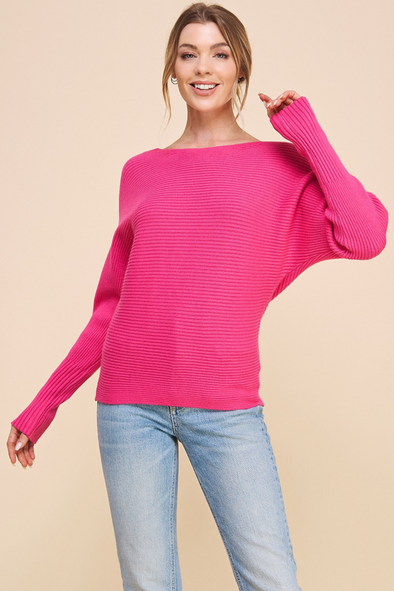 Soft Ribbed Sweater - Fushia