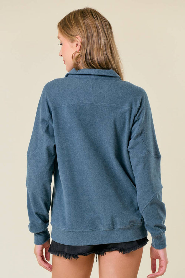 Buttery Soft Mock Neck Sweatshirt - Teal