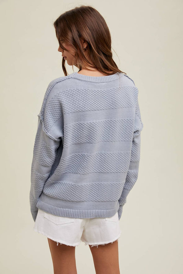 Textured Hi/Low Sweater - Blue