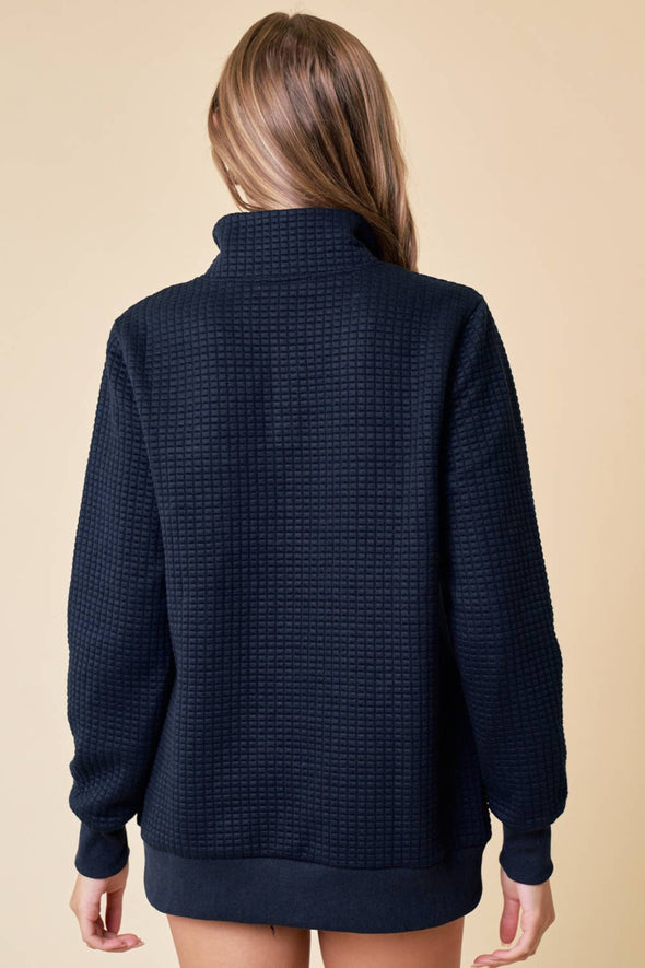 Funnel Neck Top - Navy