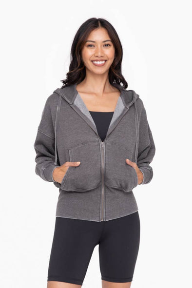 Fleece Zip-front Sweatshirt - Charcoal