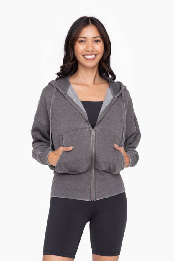 Fleece Zip-front Sweatshirt - Charcoal