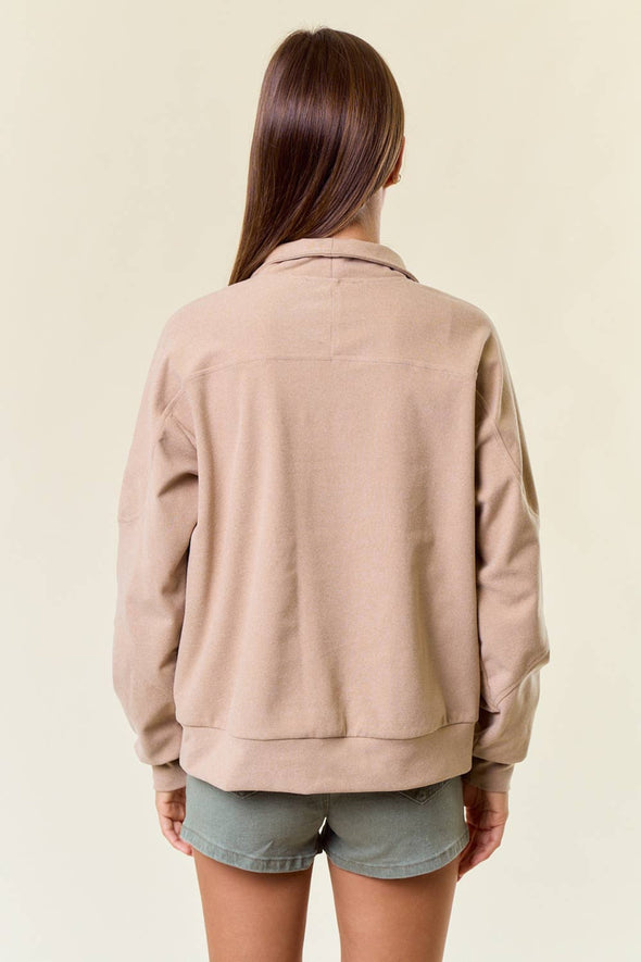 Buttery Soft Mock Neck Sweatshirt - Beige