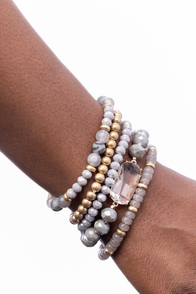 Crystal Beaded Bracelet - Gray