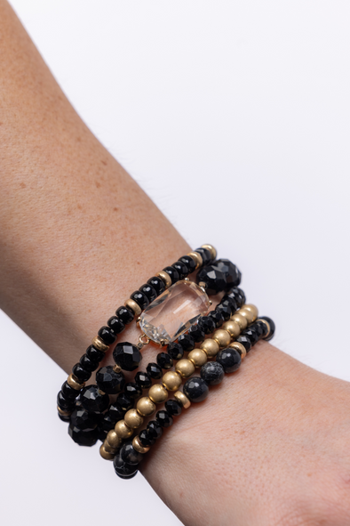 Crystal Beaded Bracelet - Black